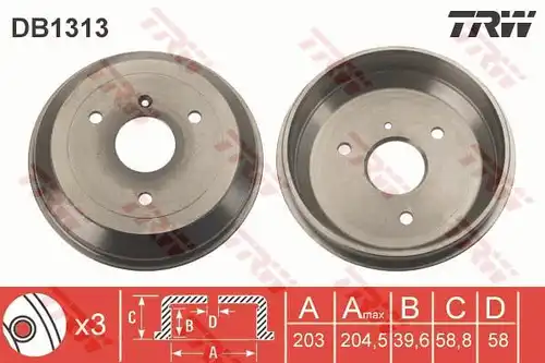 спирачен барабан TRW DB1313