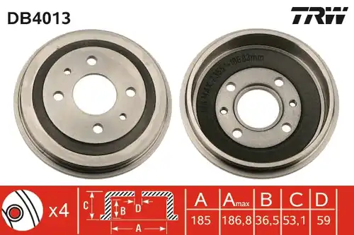 спирачен барабан TRW DB4013