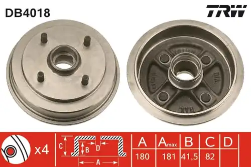 спирачен барабан TRW DB4018