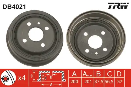 спирачен барабан TRW DB4021