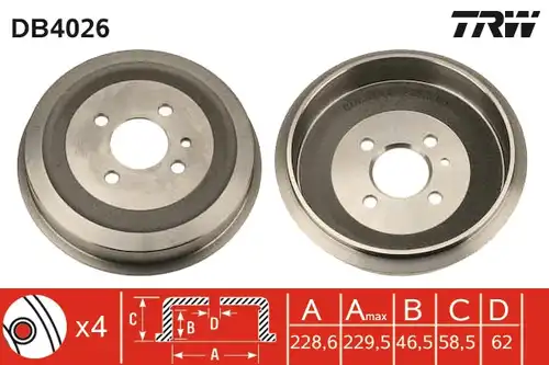 спирачен барабан TRW DB4026