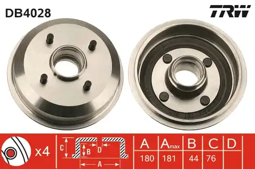 спирачен барабан TRW DB4028