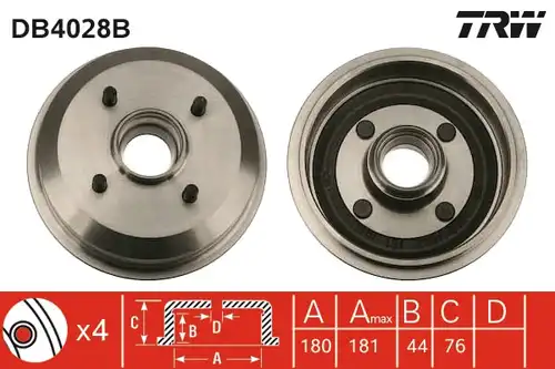 спирачен барабан TRW DB4028B