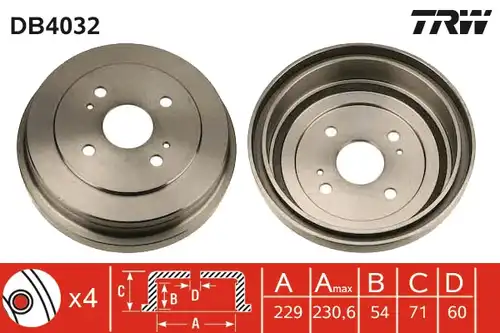 спирачен барабан TRW DB4032