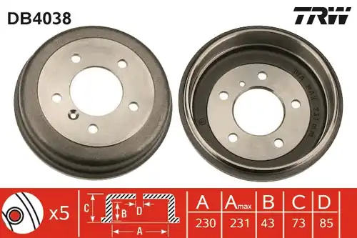 спирачен барабан TRW DB4038