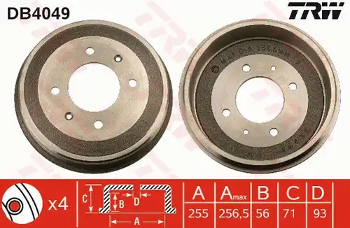 спирачен барабан TRW DB4049