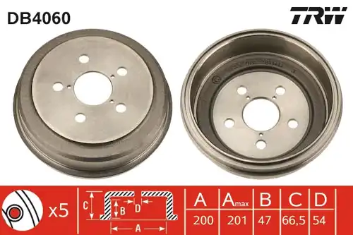 спирачен барабан TRW DB4060