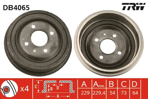 спирачен барабан TRW DB4065