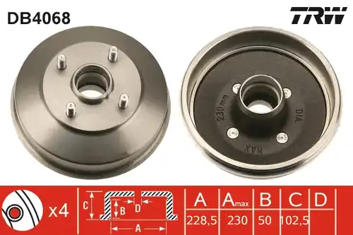 спирачен барабан TRW DB4068