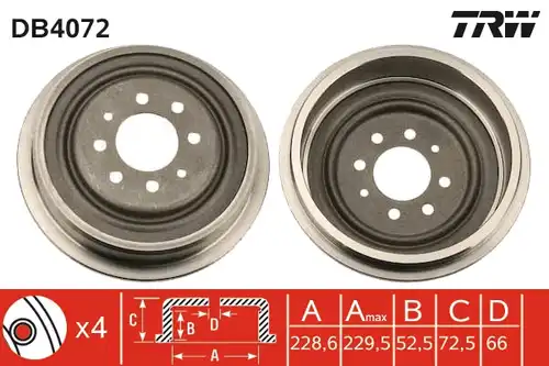 спирачен барабан TRW DB4072