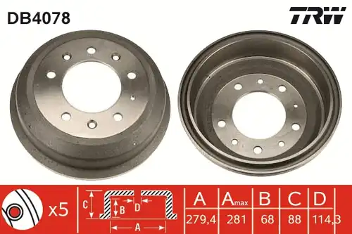 спирачен барабан TRW DB4078