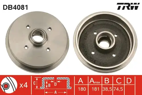 спирачен барабан TRW DB4081