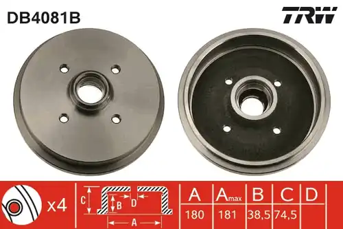 спирачен барабан TRW DB4081B