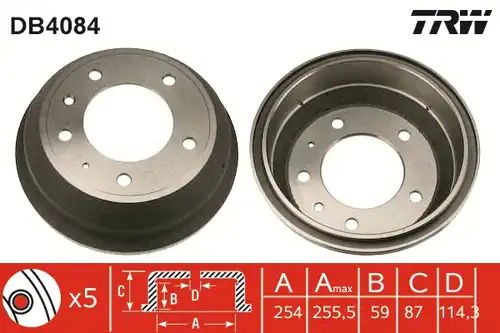 спирачен барабан TRW DB4084