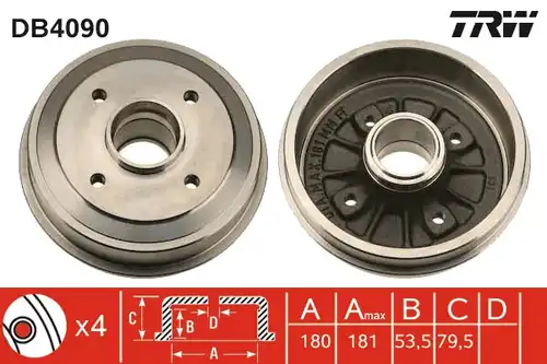 спирачен барабан TRW DB4090