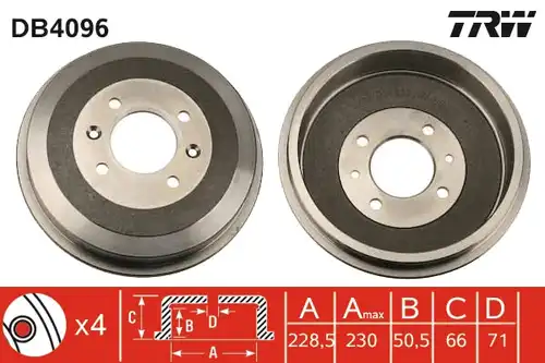 спирачен барабан TRW DB4096