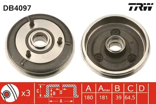 спирачен барабан TRW DB4097