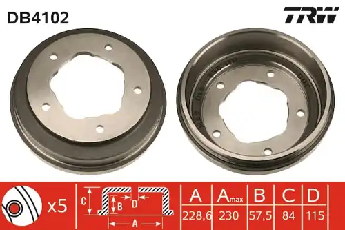 спирачен барабан TRW DB4102