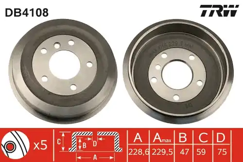 спирачен барабан TRW DB4108