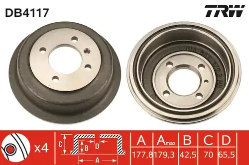 спирачен барабан TRW DB4117