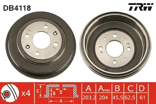 спирачен барабан TRW DB4118