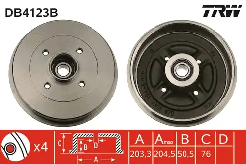 спирачен барабан TRW DB4123B