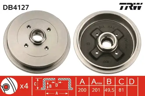 спирачен барабан TRW DB4127