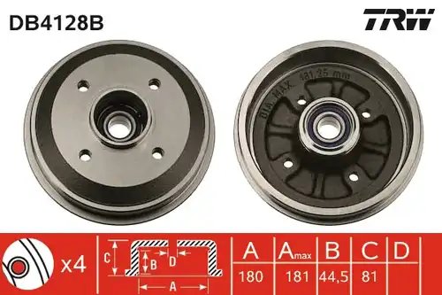 спирачен барабан TRW DB4128B