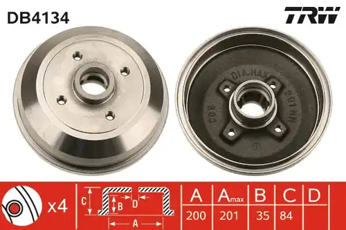 спирачен барабан TRW DB4134