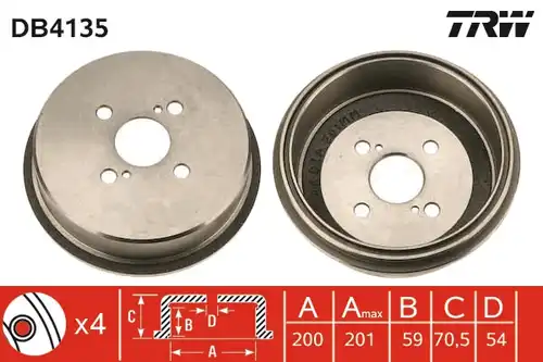 спирачен барабан TRW DB4135