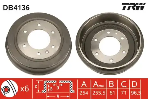 спирачен барабан TRW DB4136