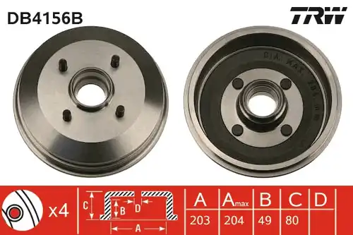 спирачен барабан TRW DB4156B