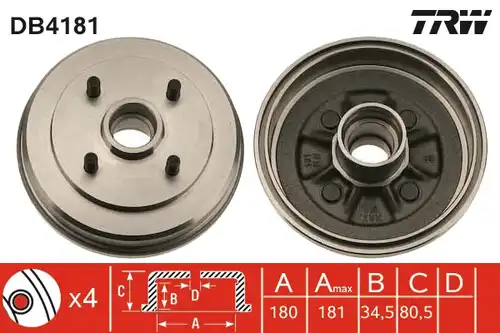 спирачен барабан TRW DB4181