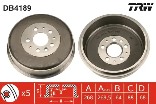 спирачен барабан TRW DB4189