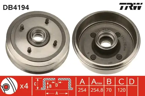 спирачен барабан TRW DB4194