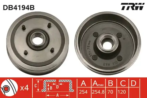 спирачен барабан TRW DB4194B