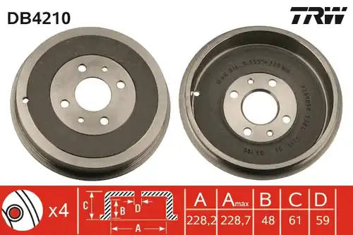 спирачен барабан TRW DB4210