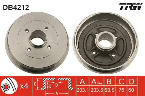 спирачен барабан TRW DB4212