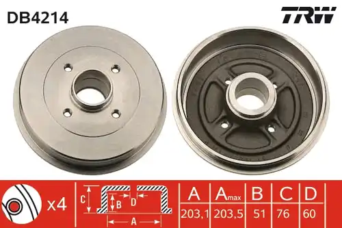 спирачен барабан TRW DB4214