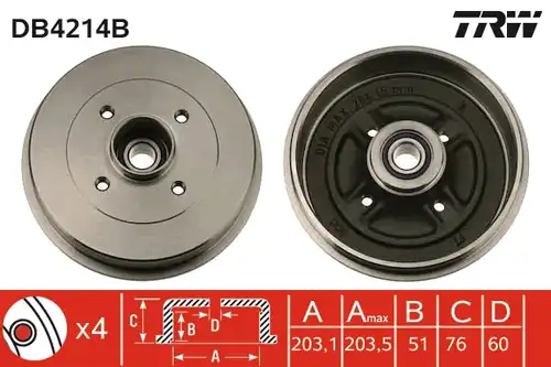 спирачен барабан TRW DB4214B