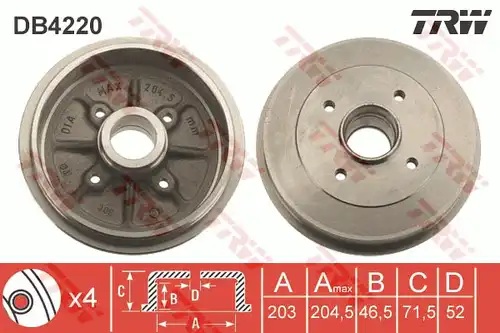 спирачен барабан TRW DB4220