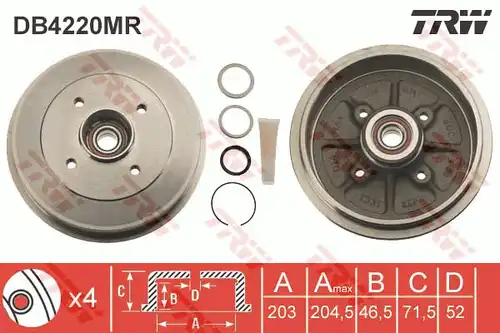 спирачен барабан TRW DB4220MR