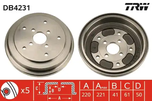 спирачен барабан TRW DB4231