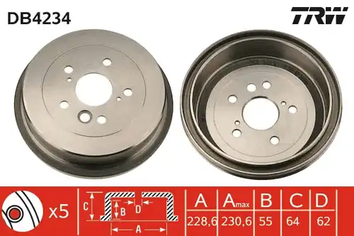 спирачен барабан TRW DB4234