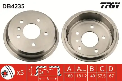 спирачен барабан TRW DB4235