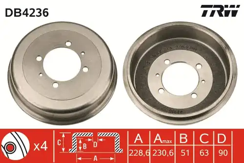 спирачен барабан TRW DB4236