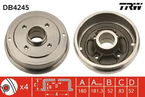 спирачен барабан TRW DB4245