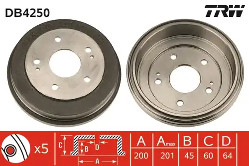 спирачен барабан TRW DB4250