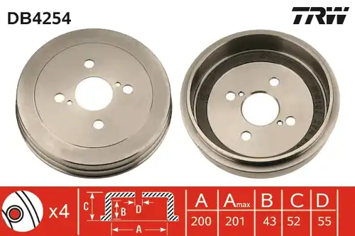 спирачен барабан TRW DB4254