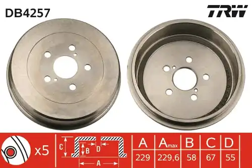 спирачен барабан TRW DB4257